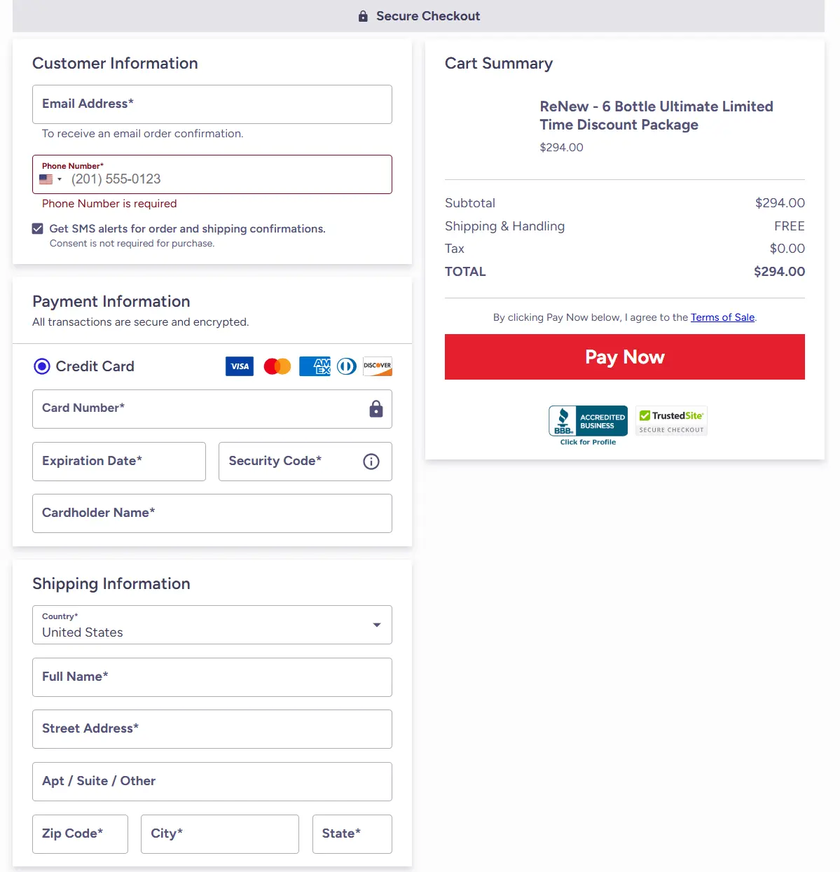Renew Order Secure Now